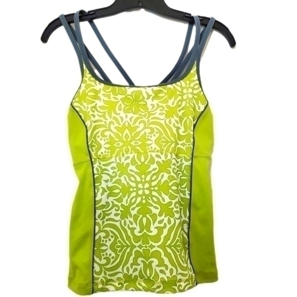 Lands' End Women's Lime Green‎ Strappy Tankini Swim Top